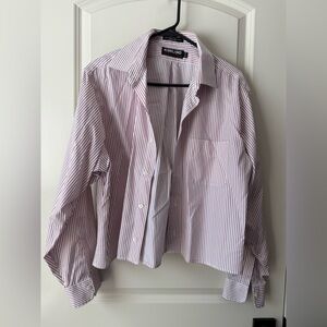 Kirkland Signature Red and White Striped Shirt Cropped